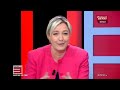 marine le pen, pr�sidente du front national, est l'invit�e de l'�mission la preuve par 3 anim� par michel grossiord.