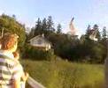 Feeding birds while they fly at Seurasaari