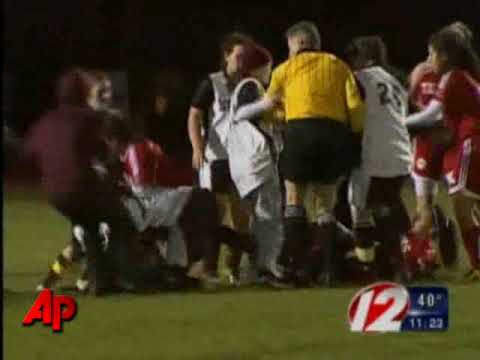 ri soccer_fight - A fight breaks out among players at a high school game in Providence, R.I. that soon spread to fans in the stands. It happened during high school soccer stat...
