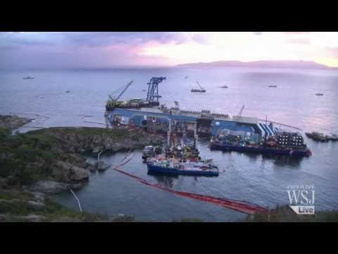 cruise ship capsized - A complex system of pulleys and counterweights on Monday gently began lifting up the Costa Concordia cruise ship from its side on a Tuscan reef where it caps...