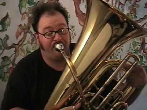 tuba - By request, here is the Super Mario theme played on the tuba. Please don't give me grief for the few botched notes, along with a botched hair-do, as I was si...