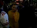 Giants fans celebrating Super Bowl Victory outside stadium