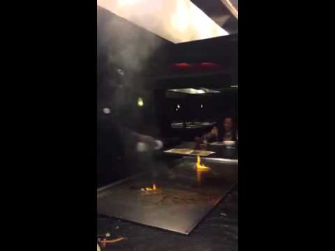 Jeff, Gina & Dave enjoy the Close Flames of Dinner at Kimono's