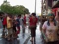 Iquitaneans dancing around the Umsha, or Carnival Palm, and getting attacked by water balloons and motor oil.