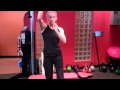 Single Leg Squat w/ Kettlebell - Tap your butt to the bench as your perform a single leg squat while holding a kettlebell. Do 3 sets of 12 reps with each leg.