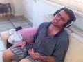 Deeb listening to Chance by Savatage. Air guitar, air drums, air vocals and the striped boxers....fe3lan trexy