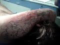 Tattoo new school, tag with flames Californian Tattoo new school, tag with flames Californian