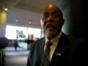 james tucker, publisher and ceo of african american voice, on 27 aug 2008 in the colorado convention center, dicussing hillary clinton's speech endorsing obama's candidacy on the evening of 26 august 2008.