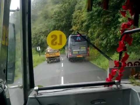 Kerala Bus - Saranya bus overtaking another tourist bus in kumaly (captured by Shanu Adoor)