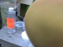 tannerite is a binary explosive used primarily as a target for firearms practice. tannerite is unique in that it is exceptionally stable when subjected to less severe forces such as a hammer blow or being dropped. it is supplied as two powders which are combined to produce the explosive
 
the manufacturer recommends using 0.5-pound (0.23 kg) preparations of the substance, which should detonate when shot by a high-powered rifle. small caliber rimfire or slow moving pistol ammunition will not initiate a detonation.

tannerite is used by shooting clubs to provide explosions for their participants in large-scale weaponry demonstrations or other events. ordinarily, firing high powered machine guns and other rifles won't produce much more than muzzle blast and some sound upon impact of the round on the target. with reactive targets, these shooting clubs can provide a movie-like experience such as exploding cars.
tannerite detonations occur at a very high velocity, producing a large explosion and cloud of water vapor. it may be useful for persons who are firing at long ranges; in this scenario, a long-range rifle shooter emplaces targets, retreats to his firing position, and fires. the shooter doesn't wish to have to walk down range to see if he has a hit 
[edit] manufacture and sale
tannerite is often sold in pre-sized and shaped explosives for avalanche control and police use.
since the two components are not explosive until mixed, they can legally be purchased without a license. combining the components constitutes manufacturing explosives.[citation needed] in most parts of the united states, this is legal for personal use.[citation needed] once mixed, the components are an explosive and it is illegal to transport these materials on public roads in a vehicle without proper insurance, packaging and placarding. storage of the mixed tannerite is also prohibited unless stored in approved magazines.
tannerite consists of two components, a sensitizer and a bulk material. the bulk material is a mixture of 85% ammonium nitrate and 15% ammonium perchlorate, while the sensitizer is a mixture of 90% dark flake aluminium powder, 5% titanium and 5% zirconium hydroxide. simpler mixtures of ammonium nitrate and aluminium powder are also known to work, but are less sensitive and harder to reliably detonate.
 in the news
on january 14th 2008, a man in red wing, minnesota was accused of detonating 100 lb (45 kg). of tannerite inside the bed of a dump truck by shooting it with a .50 caliber rifle from 300 yards (270 m) away. the ensuing blast could be felt at prairie island nuclear power plant, and officials from the fbi, batf, nuclear regulatory commission, us postal service, and the us coast guard have become involved, along with local law enforcement agencies.[1]the man, brian wesley childs, was arrested for gross disregard for human life and destruction of property with an explosive or incendiary.