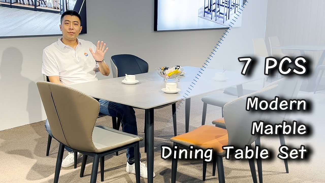 7 piece Modern Marble Dining Table Set - Raymond