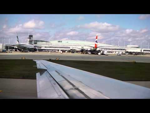 American Airlines - American Airlines MD80 taxi, takeoff and cruise from Chicago O'Hare heading for Orlando MCO. April 2013.