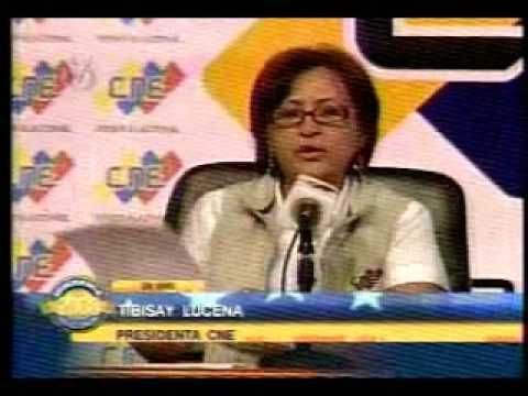Rectora del CNE anuncia resultados en elecciones regionales y municipales de 2008