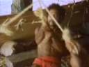 To make thick rope, you weave several of these lengths together. Many people help make the rope.From The Last Navigator © INCA 1989.Directed by Andre Singer.CD-ROM section: Canoes and Sailing/Building a canoe/Ropes