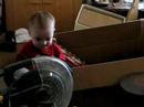 Toddler in a junk room