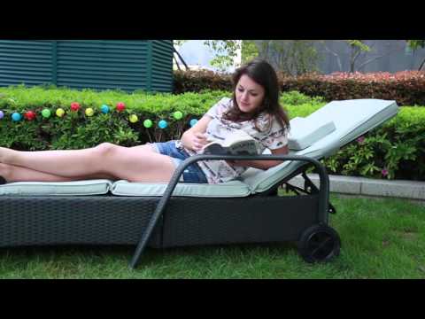 Miadomodo Rattan Sonnenliege Gartenliege mit Auflage RTSL01 oder RTSL02