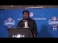Robert Griffin III speaks to the media at the NFL Combine