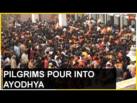Large Number Of Devotees At The Gates Of Ayodhya's Ram Mandir, Day After Ram Mandir's Inauguration