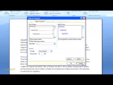 how to create table of contents in word