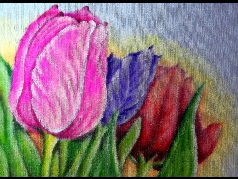 Pintando Tulipas no Tecido