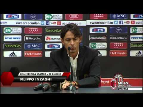 Milan - Pippo Inzaghi prima della partenza per gli Stati Uniti. AC Milan coach ahead of boarding the flight for US . Pippo Inzaghi held a press conference before the Milan squad left for their tour...