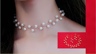 How to make simple pearl necklace at home/jeweller