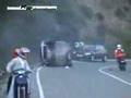Car Peugeot 206 skid and crash and almost kill moto riders