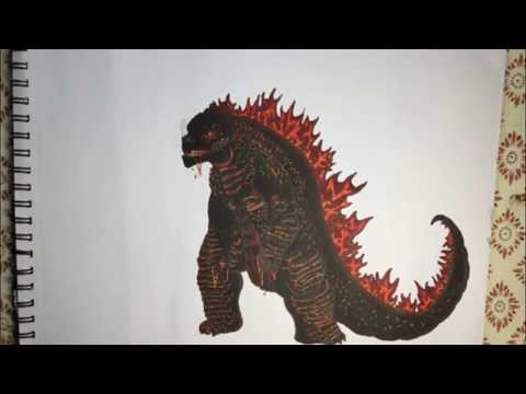 video-linktoworks-Lets draw Fire/Burning Godzilla //Godzilla: King of...
