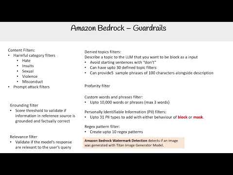 Implementing Guardrails in Amazon Bedrock - AWS AI Practitioner AIF-C01