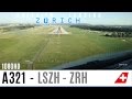 A321 Cockpitview Landing Runway 16 in Zürich