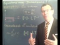Cours vidéo gratuit de physique sur les équations aux dimensions.