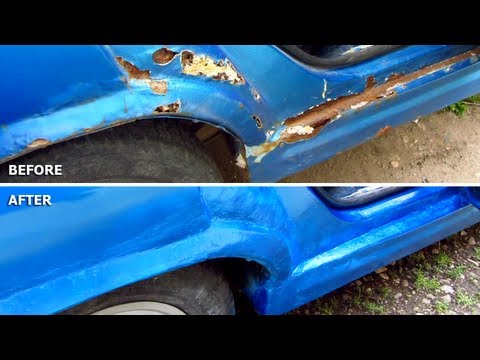 how to fill rust holes on a car