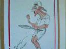 Tennis cartoon pictures at Queue at Wimbledon 2008 - Artist is Gerald Scarfe