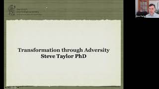 A screenshot of 'Steve Taylor on ‘Transformation Through Adversity’' video, with Steve Taylor