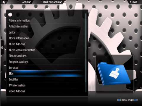 how to change xbmc skin