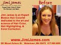 Award winning Expert Boston hair colorist Jimi James for hair color, hair color correction, hair coloring, hair highlights, hair styling, foil, color correction, thermal straightening, Best of Boston, haircuts, men's cut and color -  Fun and funky Hair Salon located just minutes from Boston and free parking 617.895.6099