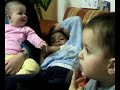 Laughing baby laugh - Happy little baby with 3 brothers.