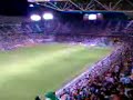 Casi gol cantando el himno del Malaga