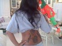 having fun and taking pictures of bayje's tattoo on her back.

getting up close and personal with bayje.
