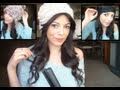 How to Curl your hair with a straightening Iron : Wearing a hat