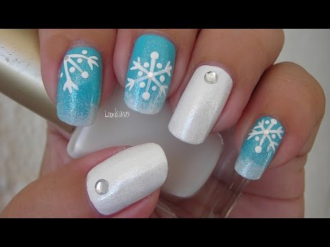 Christmas Nail Art - Frosted Snowflakes - Decoracion de uñas Copos de Nieve