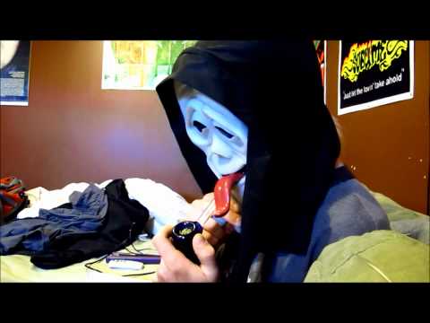 Scary movie mask smoke out.