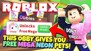 This Obby Gives You Free Mega Neon Pets In Adopt Me Roblox