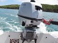 After service and a modification on motor head now outboard is capable of planning with one person (95kg).