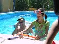 Lee, Katie and Sam by the pool