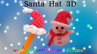 Rainbow Loom Christmas 3D Santa Hat/Pencil Topper 