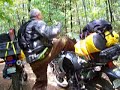Getting on a loaded dual sport.