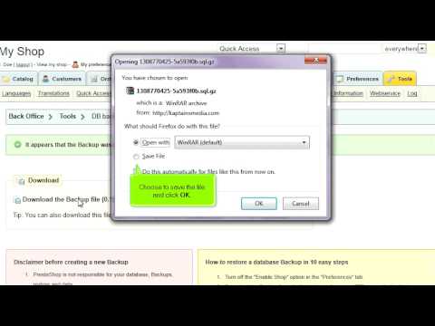how to backup prestashop