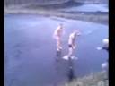 Omg So Funny Jump into a Frozen Lake Ha Ha