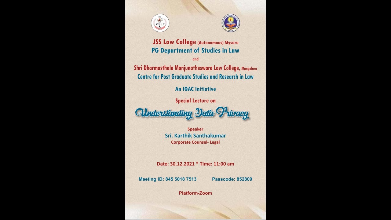JSSLC & SDML jointly organising Special Lecture on Understanding Data Privacy